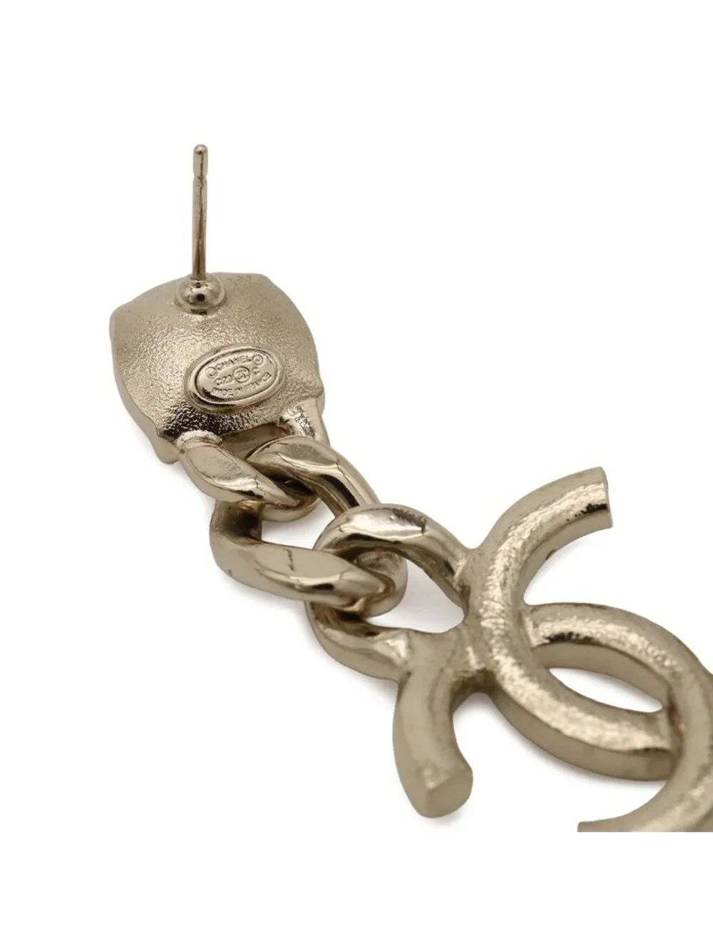 Chanel CC Logo Chain Swing Earrings Crystal Rhinestone Gold